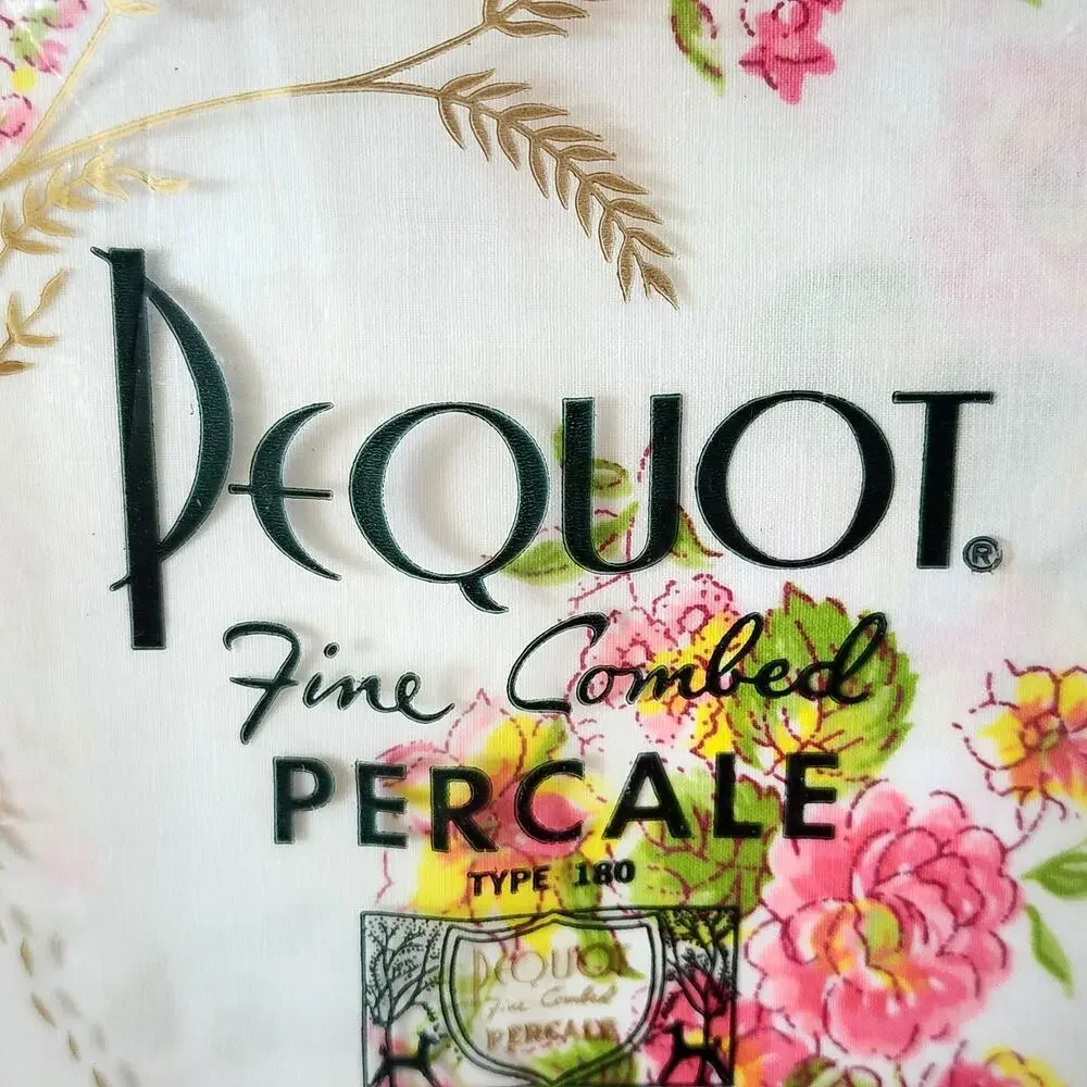 FLAW PEQUOT Double Flat Sheet 81x108 Fine Combed Percale Cotton Deer Floral VTG